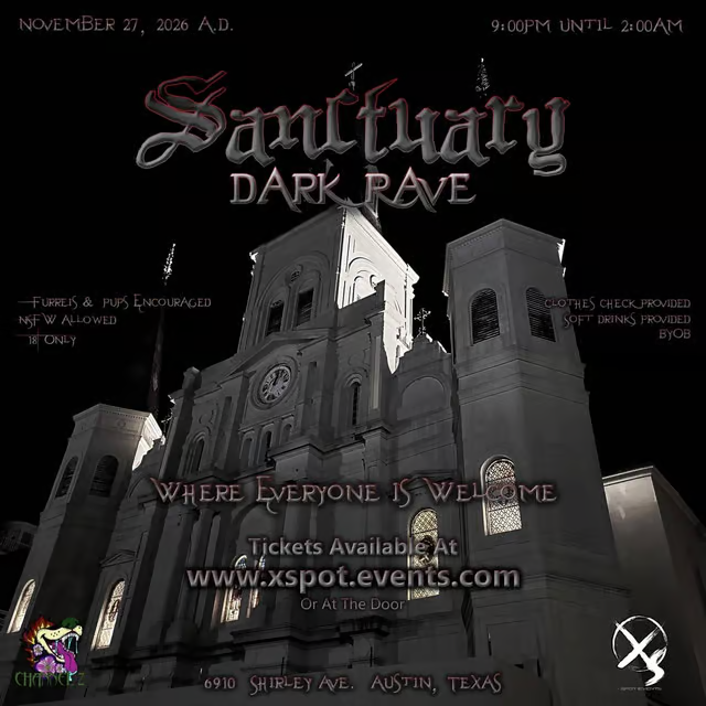 Sanctuary Dark Rave event poster with the full event information